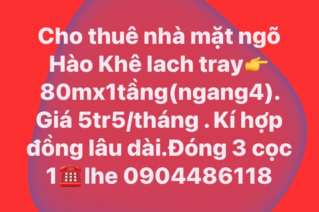 Nhà cho thuê mặt ngõ Hào Khê, Lê Chân 80m² giá chỉ 5.5 triệu - Ký hợp đồng lâu dài!