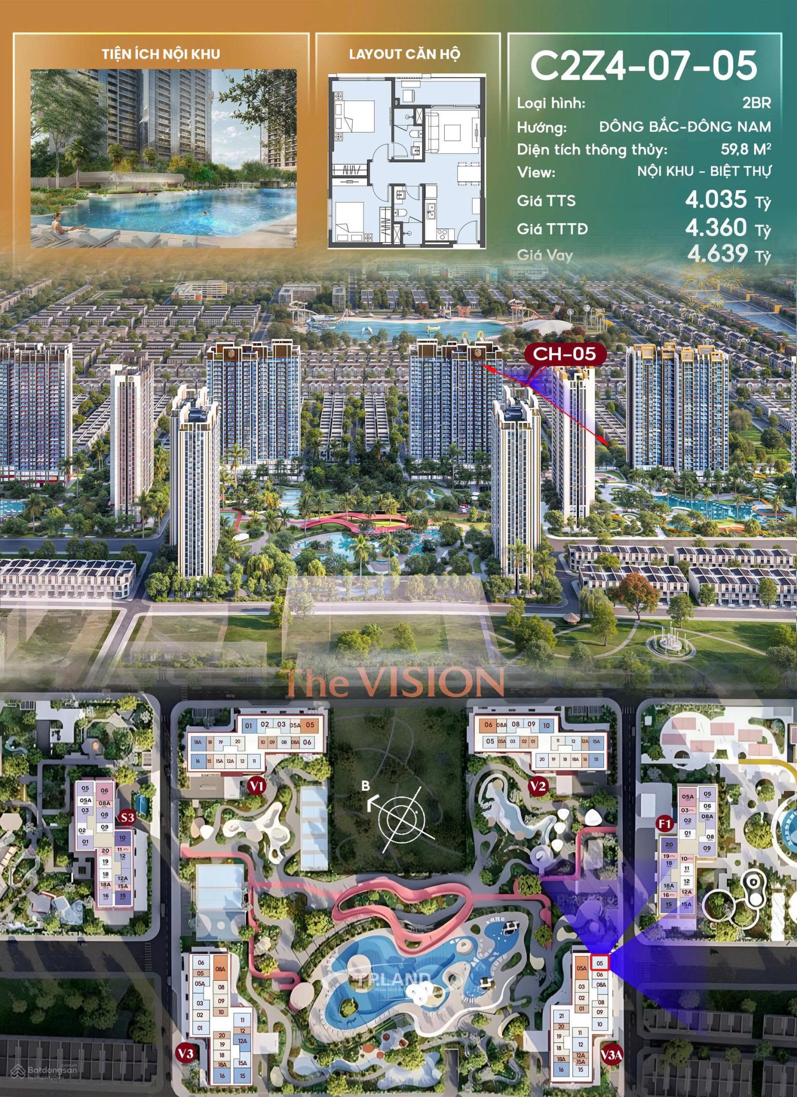 Căn hộ Masteri Era Landmark 59.8m² giá 4.035 tỷ - Căn góc hiếm view công viên!