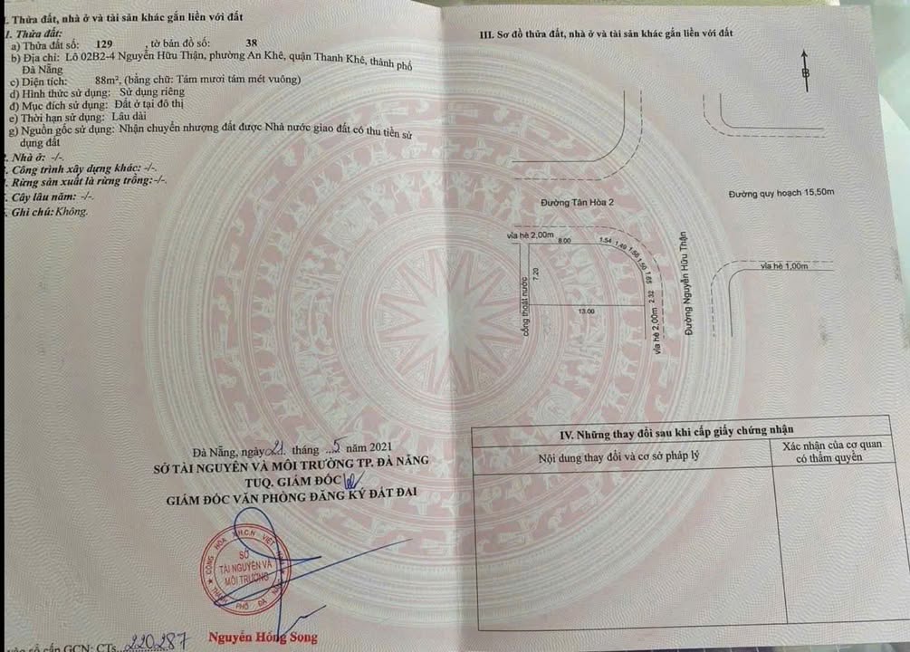 Đất nền mặt tiền đường Nguyễn Hữu Thận, An Khê, Đà Nẵng 88m² giá 6 tỷ - Tiềm năng đầu tư lớn!