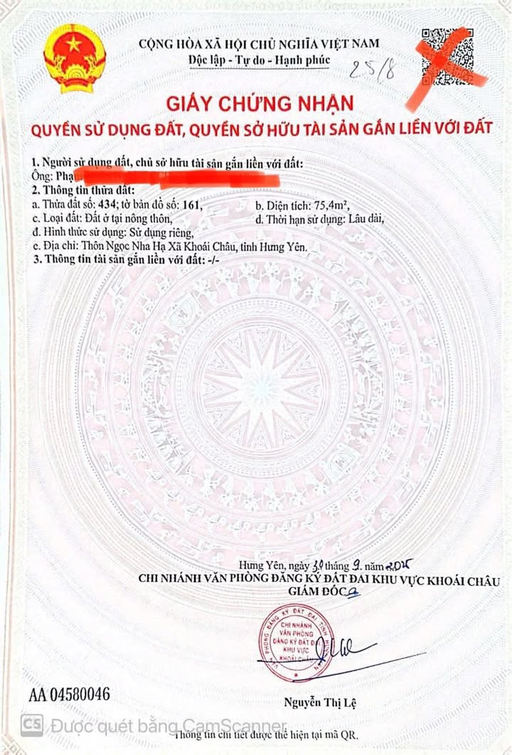 Đất nền Phùng Hưng, Khoái Châu 75,4m² - Giá chỉ 900 triệu - Đất vuông đẹp, ô tô vào tận nơi!