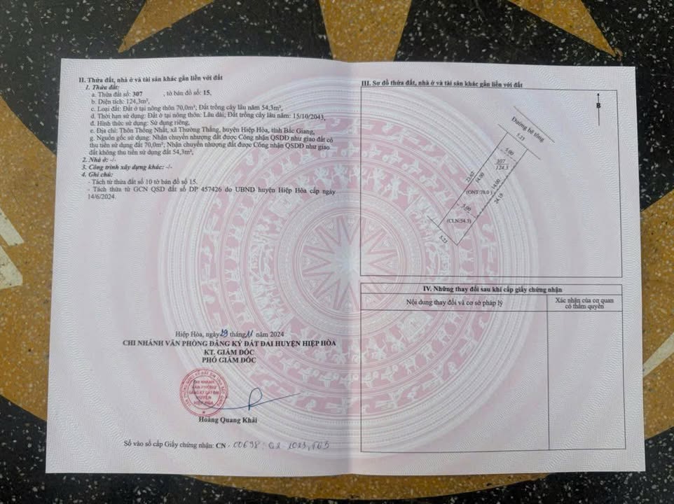 Đất thổ cư Thống Nhất, Hiệp Hòa, 124m² - Sổ đỏ chính chủ, giá thỏa thuận!