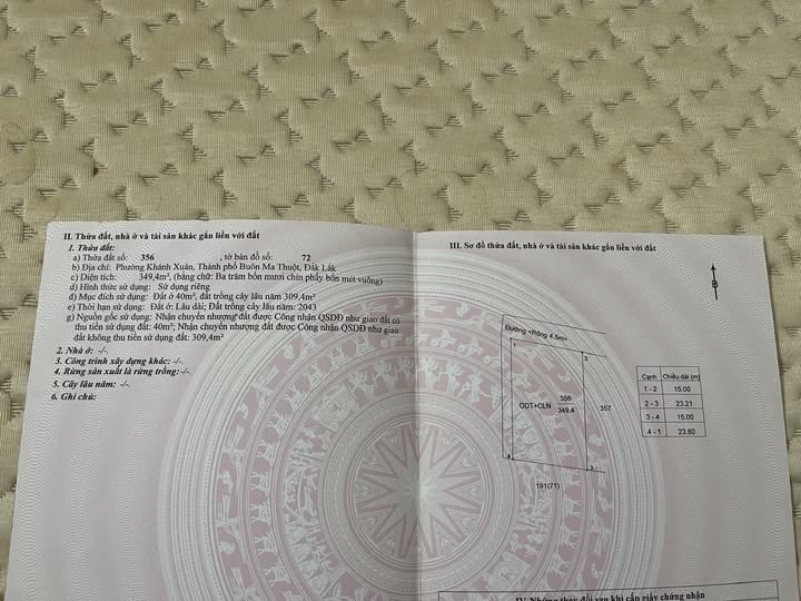 Đất thổ cư Khánh Xuân Buôn Ma Thuột 345m² giá 1.89 tỷ - Đầu tư sinh lời ngay!