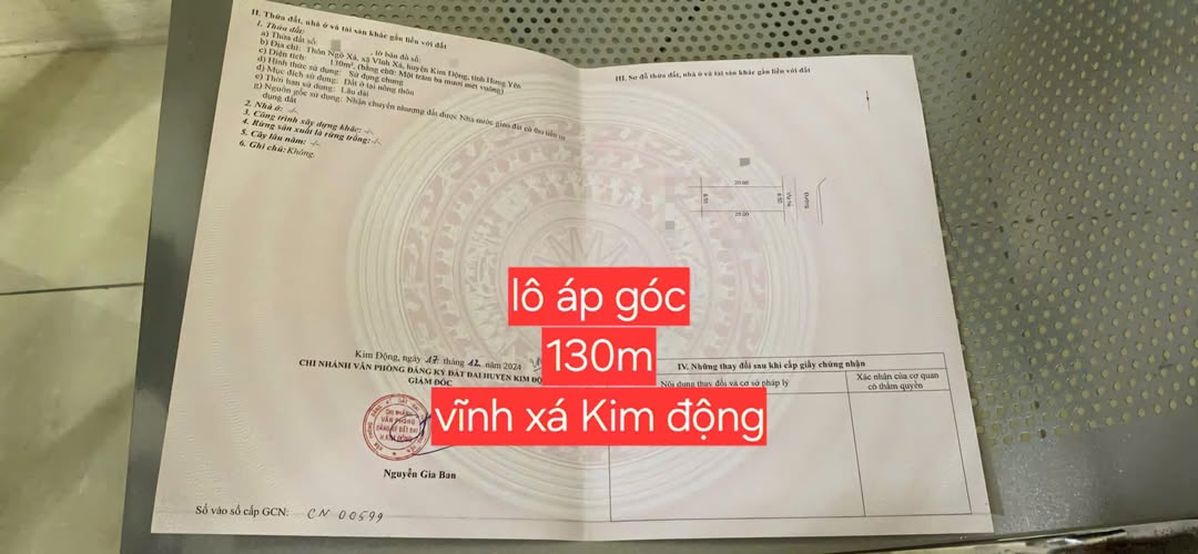 Đất nền Ngô Xá, Vĩnh Xá, Kim Động 130m² chỉ 1.8 tỷ - Cơ hội đầu tư hấp dẫn!