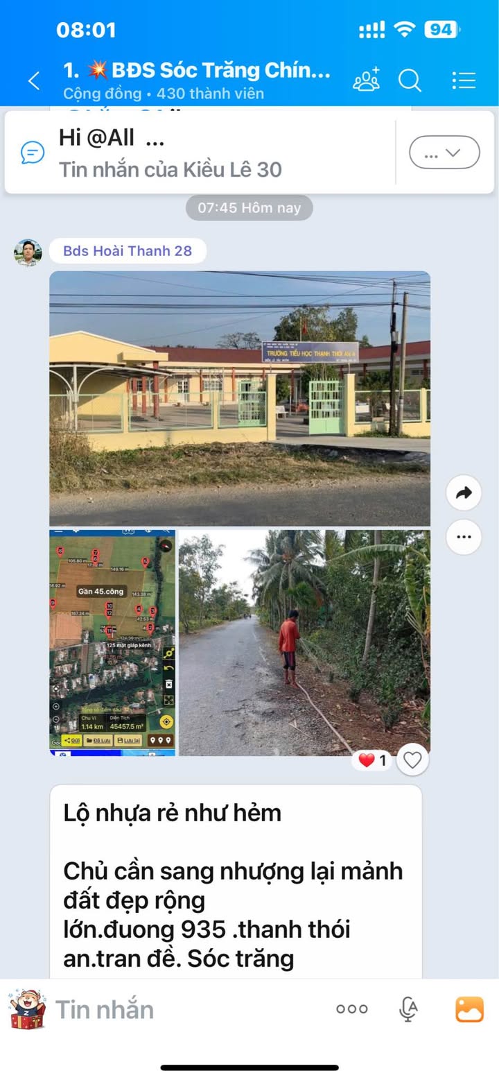 Bán đất 45.000m² tại đường 935, Thạnh Thới An, Trần Đề - Giá 8.1 tỷ, Tiềm năng đầu tư lớn!