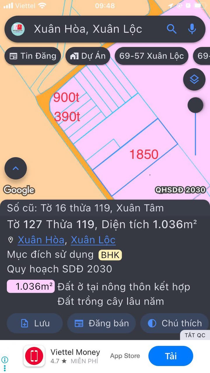 Đất nền 1000m² mặt tiền bê tông Xuân Tâm - Giá 1.85 tỷ - Pháp lý đầy đủ