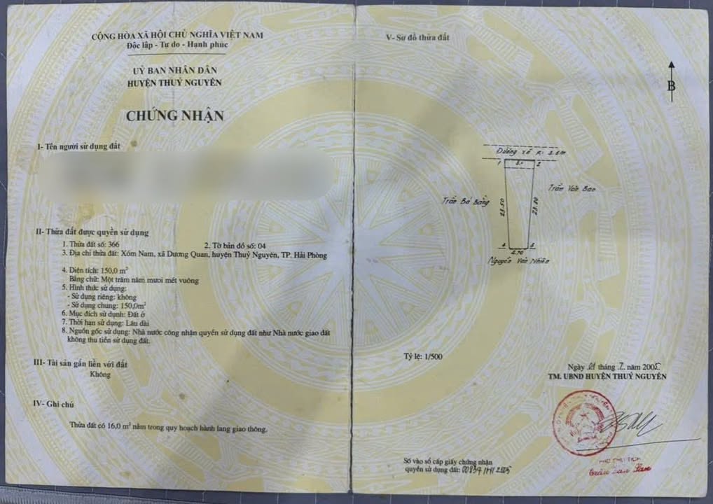 Đất nền Thủy Nguyên Hải Phòng 150m² giá chỉ 4x triệu - Chính chủ cần bán gấp!