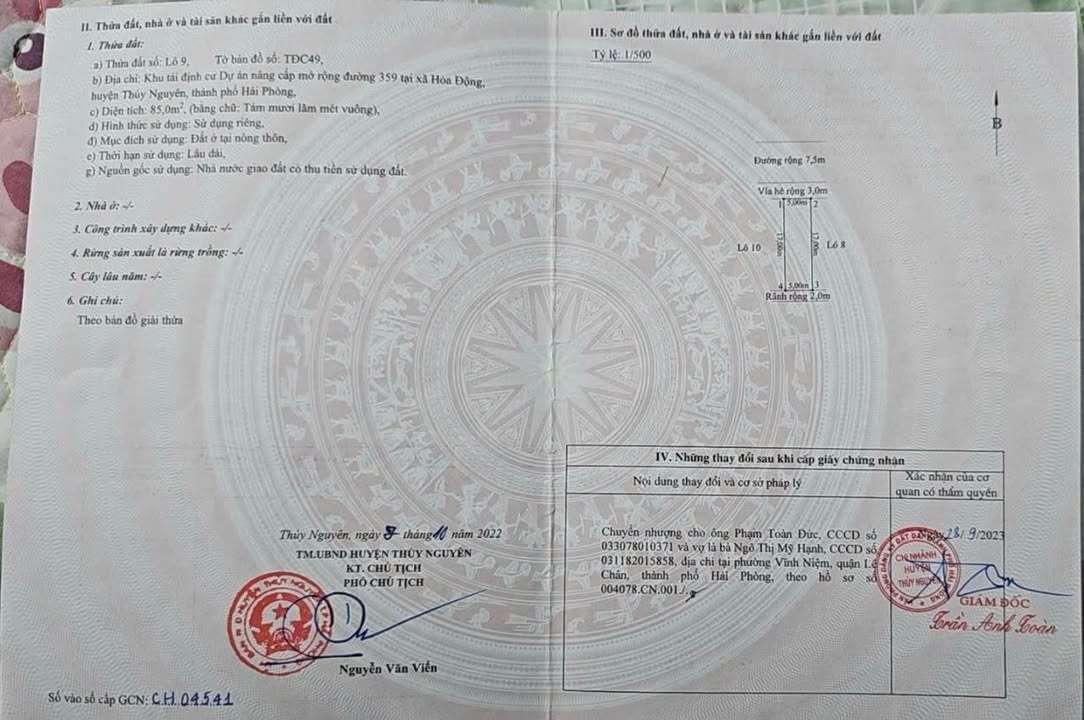 Đất nền Khu tái định cư Hoa Động Thủy Nguyên 85m² giá 4.7 tỷ - Cơ hội đầu tư không thể bỏ lỡ!