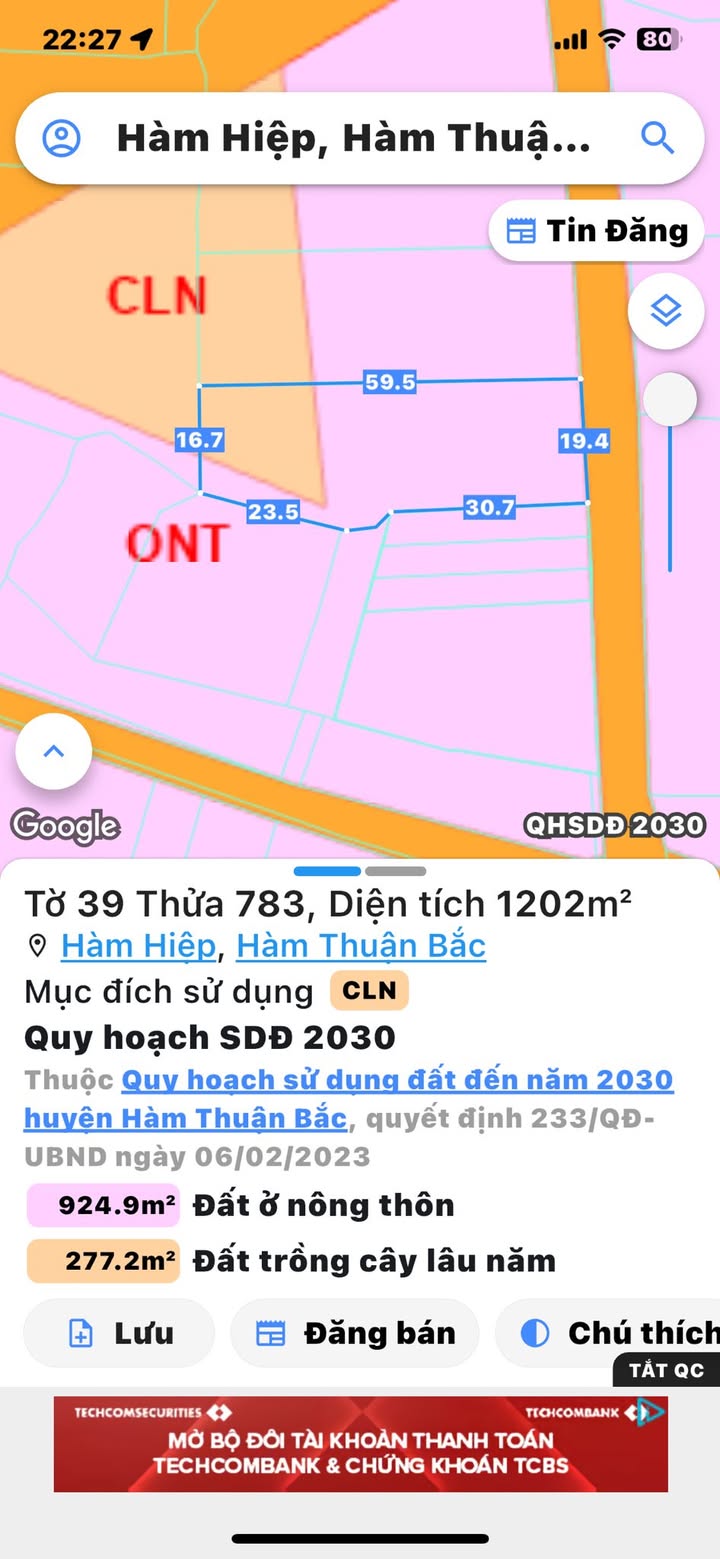 Đất nền mặt tiền Nhựa Hàm Hiệp, 1200m², giá 2.4 tỷ - Cơ hội đầu tư tuyệt vời!