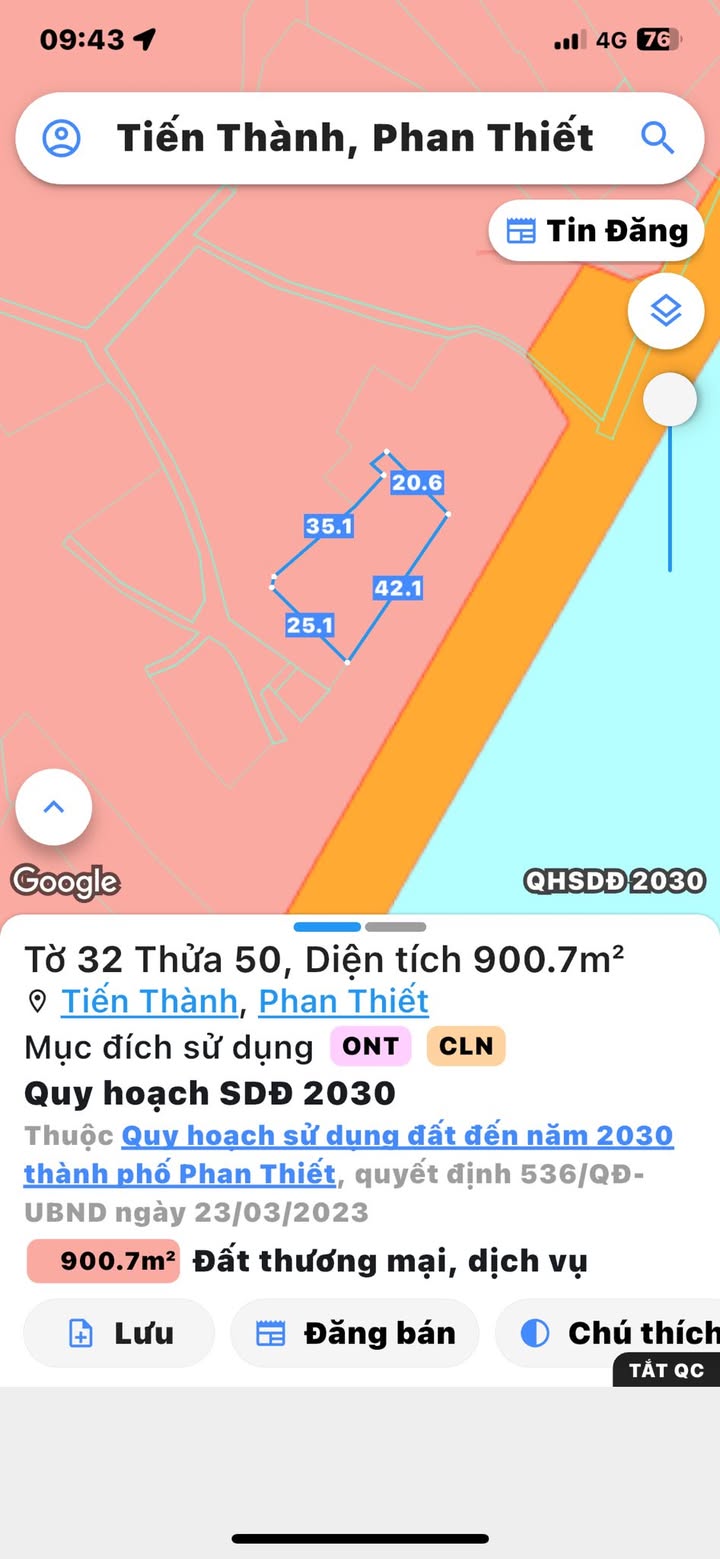 Đất nền mặt tiền biển Tiến Thành 800m² giá 32 tỷ - Cơ hội đầu tư sinh lời vượt trội!