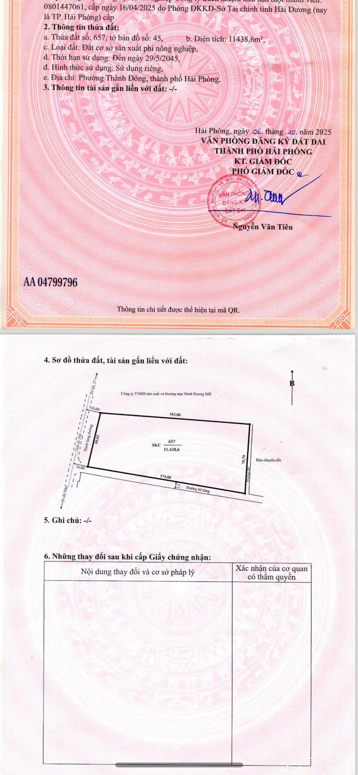 Đất sản xuất kinh doanh 11.438m² tại Nam Sách, Hải Dương - Sổ đỏ chính chủ, giao thông thuận lợi!