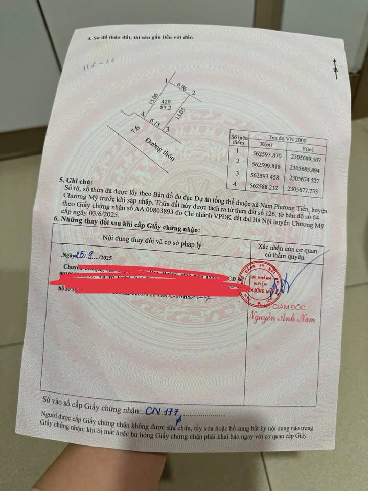 Đất thổ cư Nam Phương Tiến, Chương Mỹ 90m² giá 2 tỷ - Đầu tư sinh lời lý tưởng!