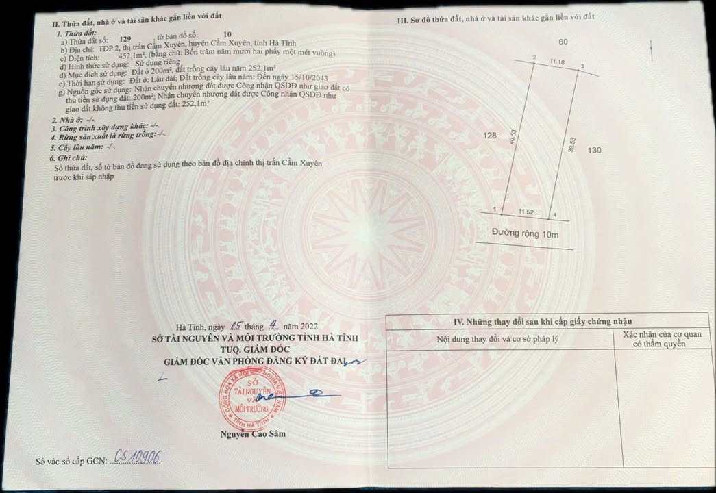 Đất nền Cẩm Xuyên 453m² - Cơ hội đầu tư không thể bỏ lỡ!