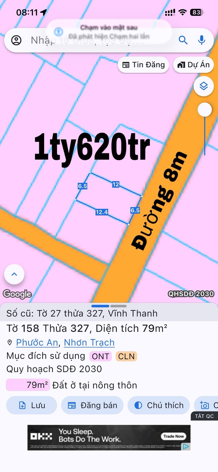 Đất thổ cư Vĩnh Thanh Nhơn Trạch 79m² - Cơ hội đầu tư hấp dẫn!