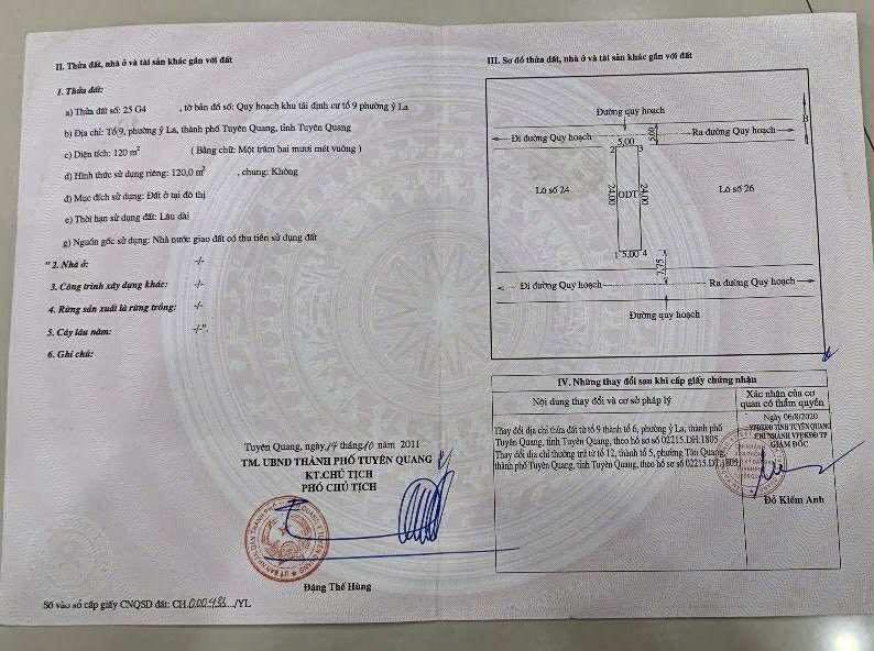 Đất thổ cư 120m² tại phường Minh Xuân, Tuyên Quang - Chính chủ bán gấp!