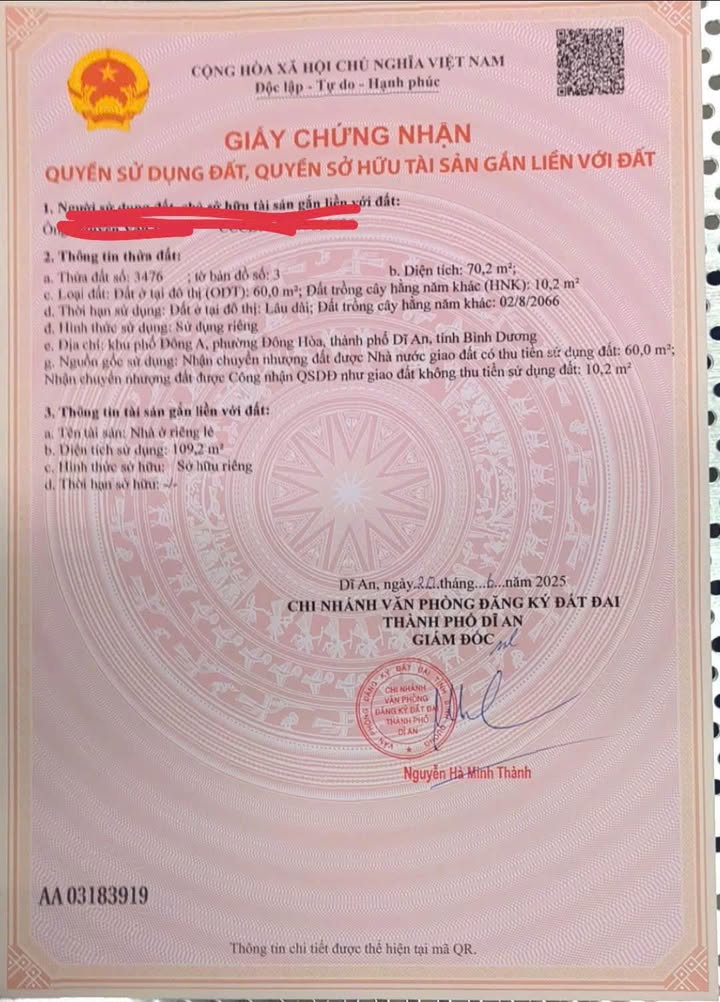 Nhà bán quận Dĩ An 70m² giá 4.85 tỷ - Chính chủ, sẵn sàng giao dịch!