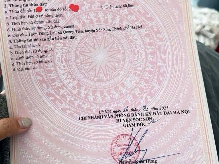 Đất thổ cư Quang Tiến, Sóc Sơn 60m² giá 2 tỷ - Đầu tư sinh lời ngay!