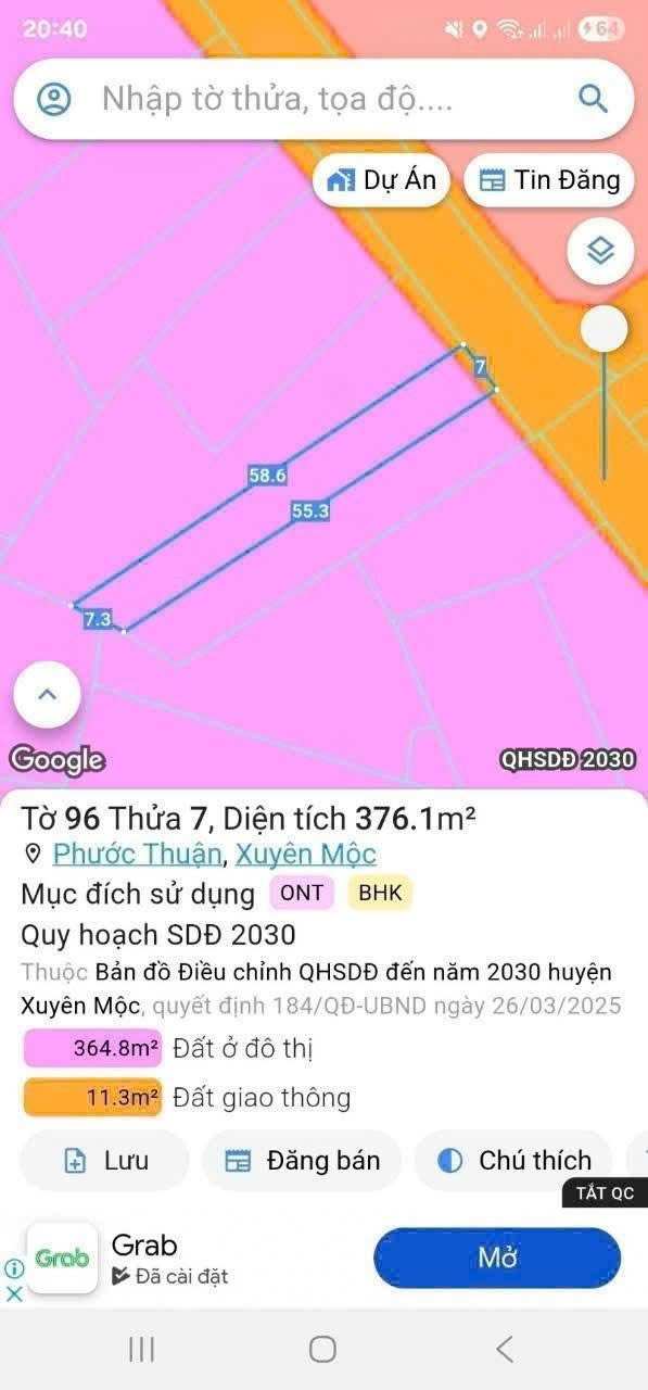 Đất nền Phước Thuận Xuyên Mộc 376,1m² giá 1 tỷ - Cơ hội đầu tư hấp dẫn!