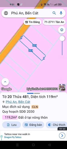 Đất thổ cư Bến Cát 120m² giá 790 triệu - Cơ hội đầu tư không thể bỏ lỡ!