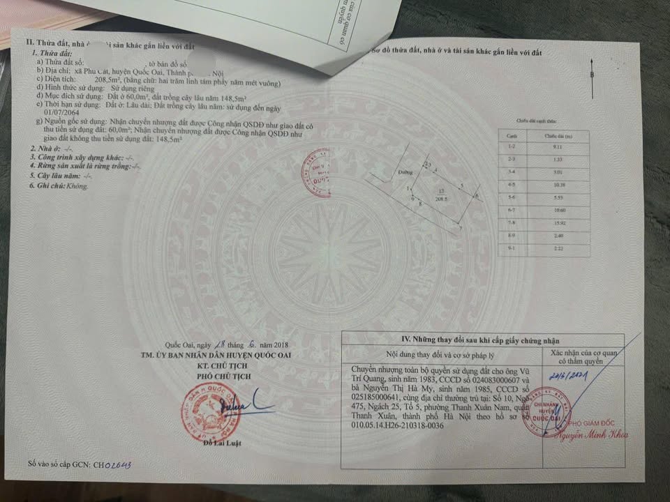 Đất nền Quốc Oai 208,5m² - Chính chủ bán gấp, giá thỏa thuận!