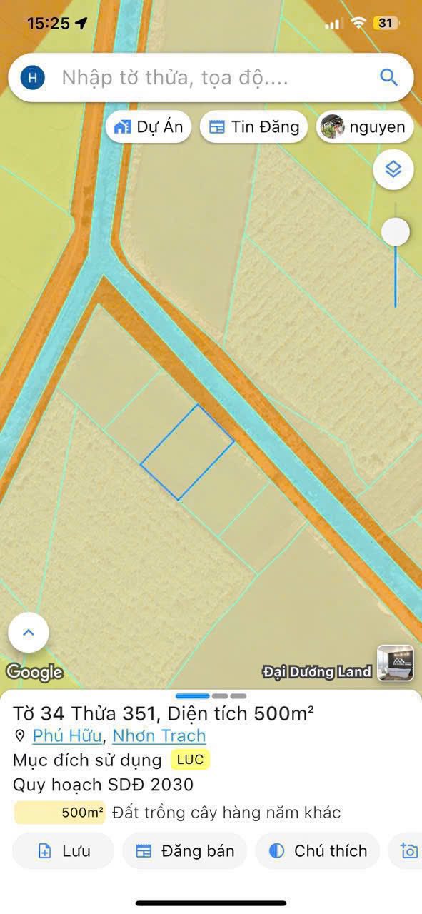 Đất nền 500m² đường Phan Văn Đáng, Phú Hữu, Nhơn Trạch - Sổ hồng riêng, giá chỉ 1.8 tỷ!