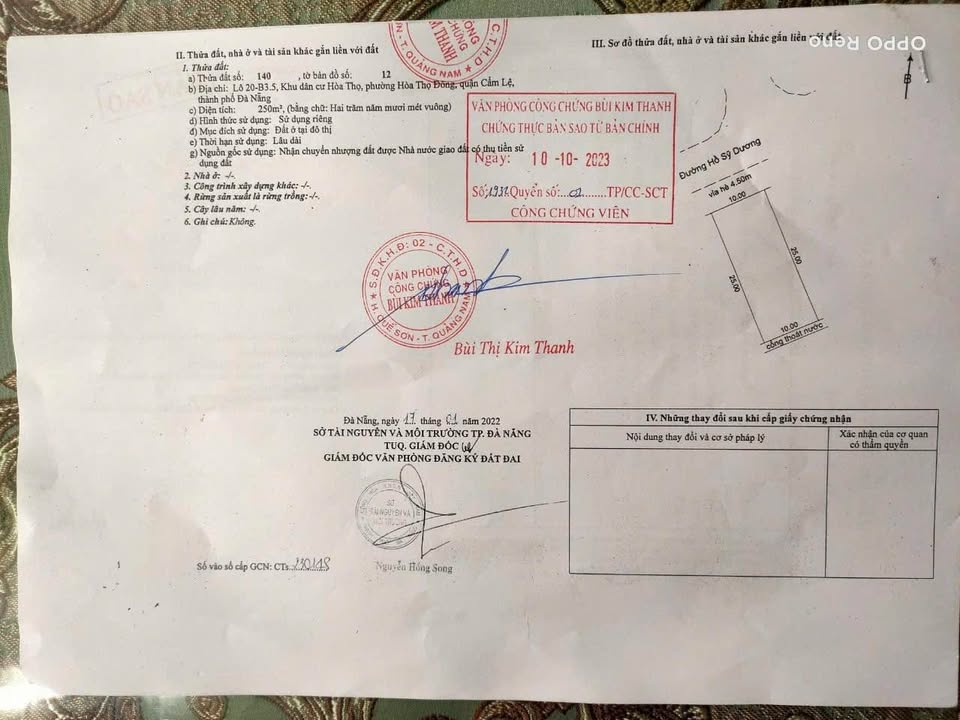 Bán lô đất biệt thự Hồ Sỹ Dương, Hòa Thọ Đông 250m² giá 12,5 tỷ - Vị trí đắc địa, xây dựng ngay!