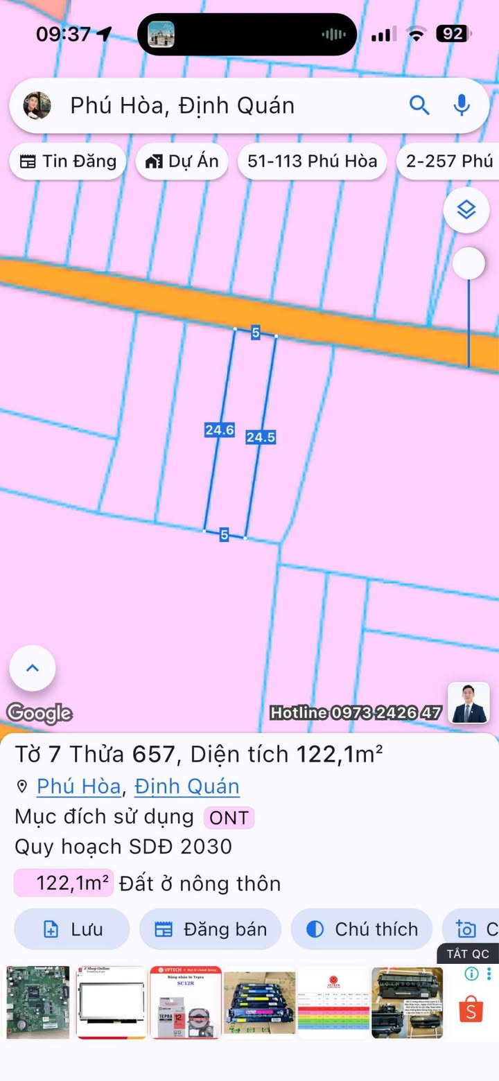 Đất thổ cư ấp 1 Phú Hòa 120m² giá 490 triệu - Khu dân cư văn minh