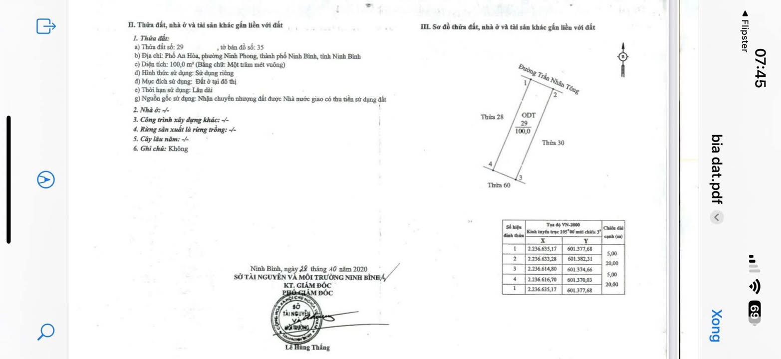 Đất nền mặt tiền Trần Nhân Tông, TP Hoa Lư 100m² - Cơ hội đầu tư tuyệt vời!