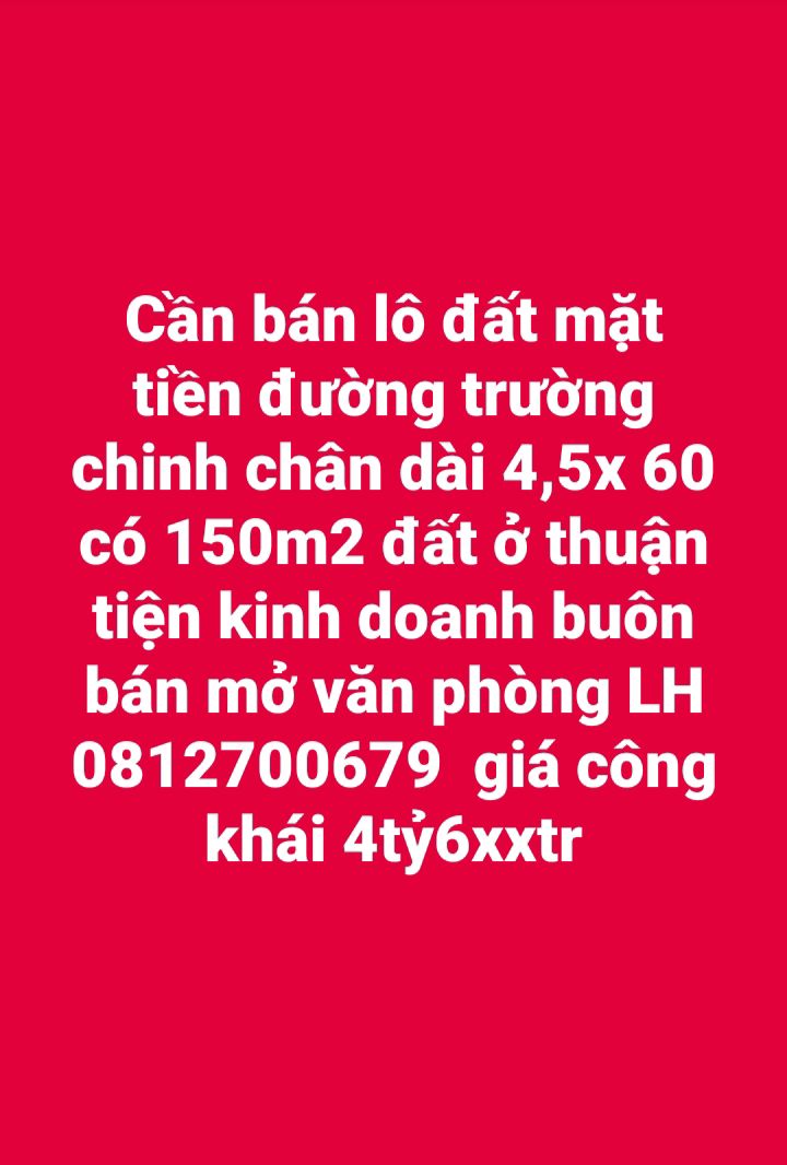 Đất ở mặt tiền đường Trường Chinh, Hội Phú, Gia Lai 150m² - Tiềm năng kinh doanh lớn!