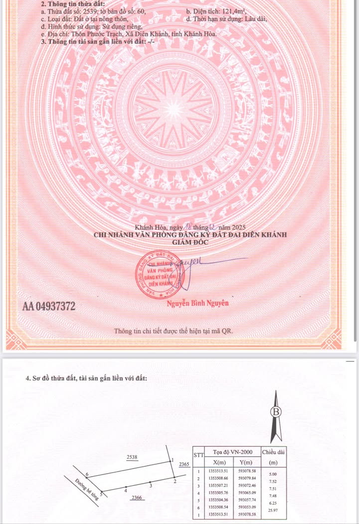 Đất nền Diên Toàn, Diên Khánh 121m² giá 1.578 tỷ - Cơ hội đầu tư tuyệt vời!