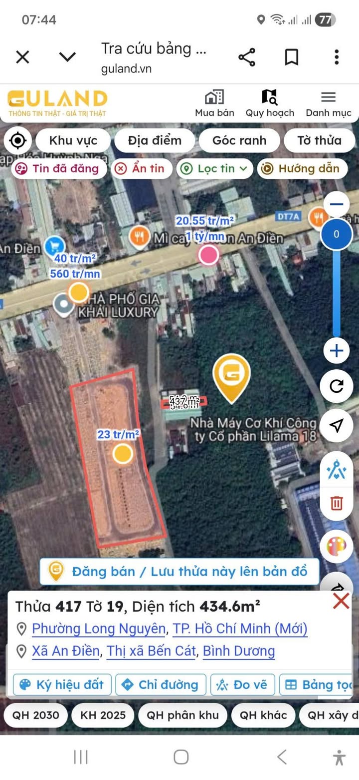 Đất thổ cư An Điền Bến Cát 432m² giá 2.5 tỷ - Đầu tư sinh lời ngay!