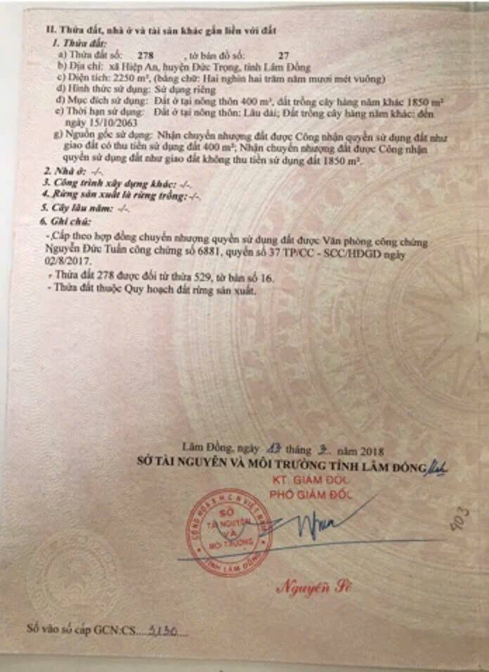 Lô đất Hiệp An Đức Trọng 2200m² giá 7.9 tỷ - Đầu tư nghỉ dưỡng lý tưởng!