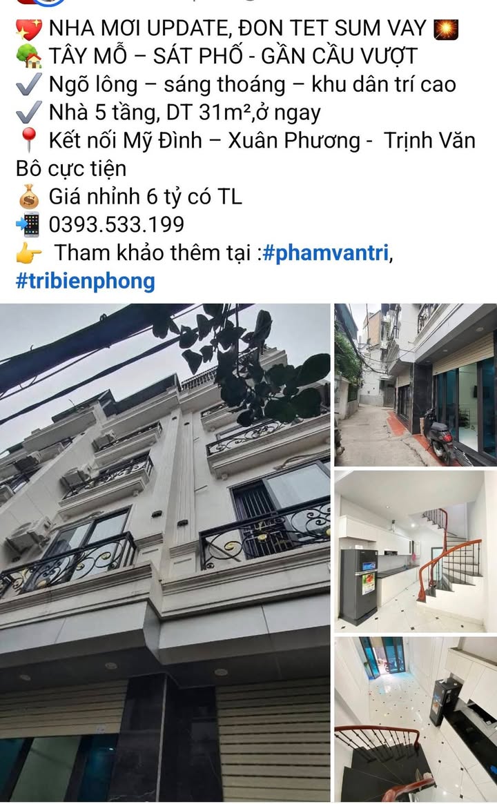 Nhà phố Đại Mỗ, Nam Từ Liêm 32m² giá 6 tỷ - Giao thông thuận tiện, gần nhiều tiện ích!