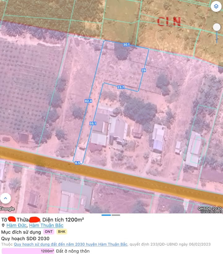 Đất nền 1.200m² tại đường DT 715, huyện Hàm Thuận Bắc - Giá chỉ 1.92 tỷ, sẵn sàng sở hữu!