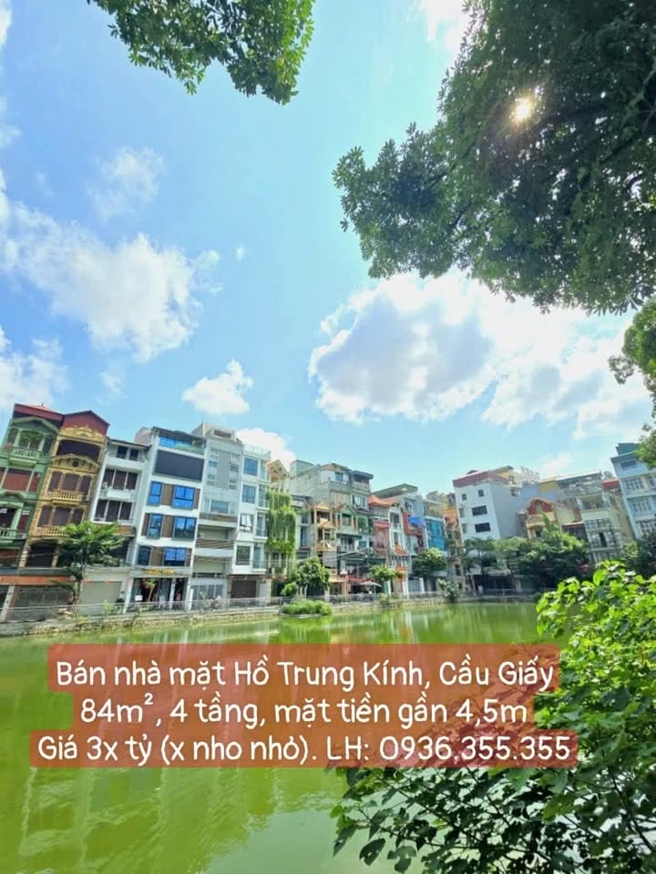 Nhà 4 tầng mặt hồ Trung Kính, Cầu Giấy 79m² giá 30 tỷ - Mặt tiền đẹp, kinh doanh sầm uất!