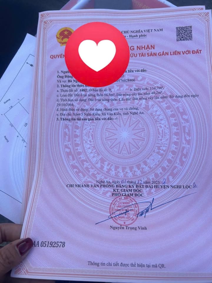 Đất nền xã Văn Kiều, huyện Nghi Lộc, Nghệ An 134.7m² - Pháp lý rõ ràng, sang tên nhanh chóng!