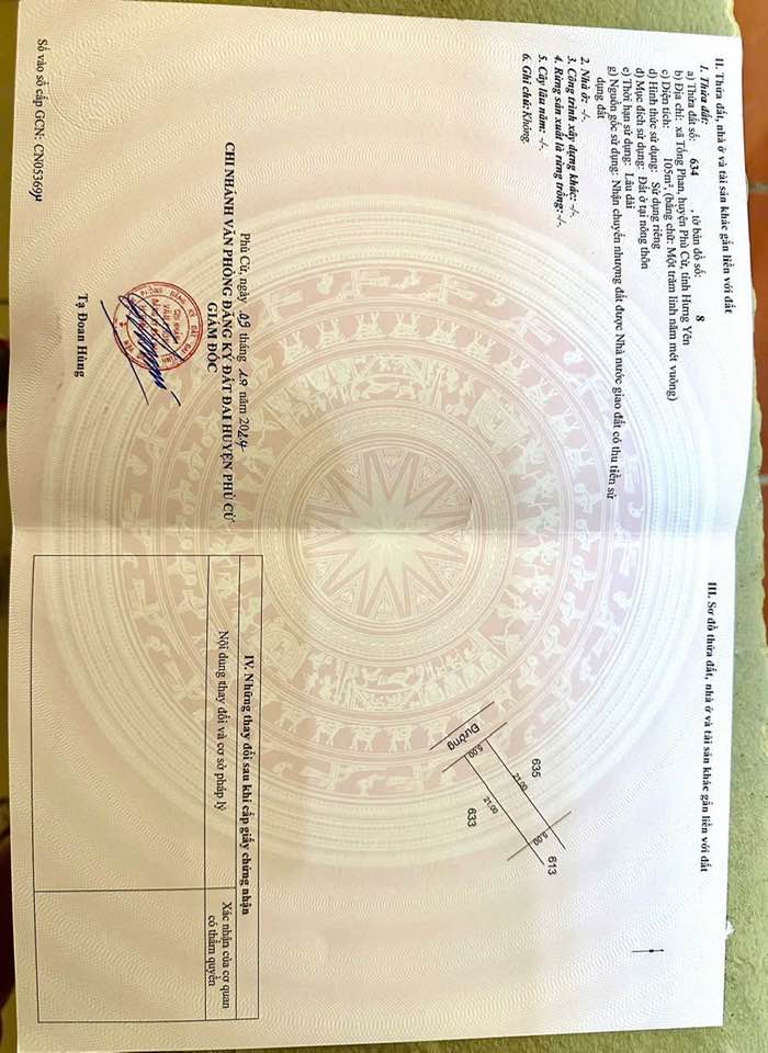 Đất nền Tống Phan, Phù Cừ 105m² giá 1.8 tỷ - Sổ đỏ chính chủ, không lỗi nhỏ!