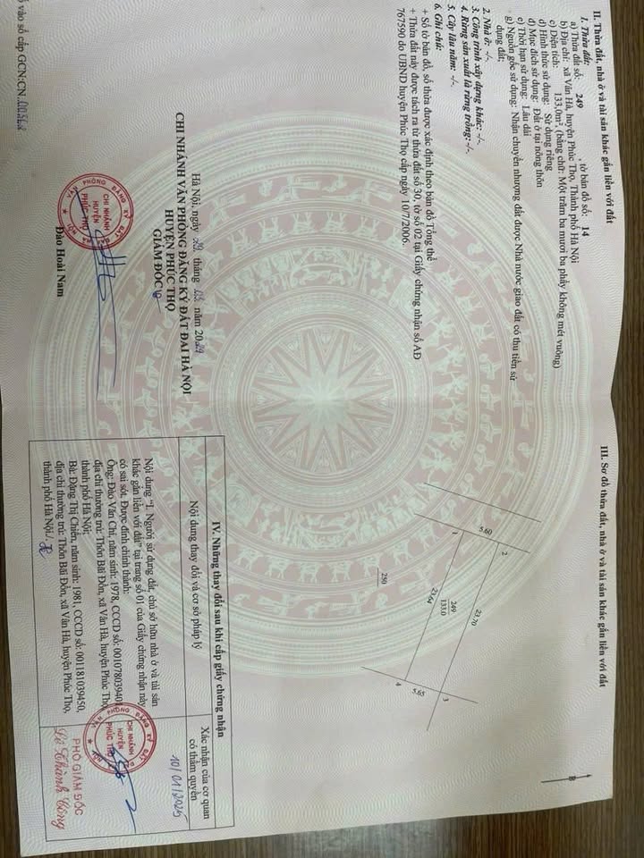 Đất Vân Hà, Phúc Thọ 133m² - Ô tô vào tận đất, cơ hội đầu tư hấp dẫn!