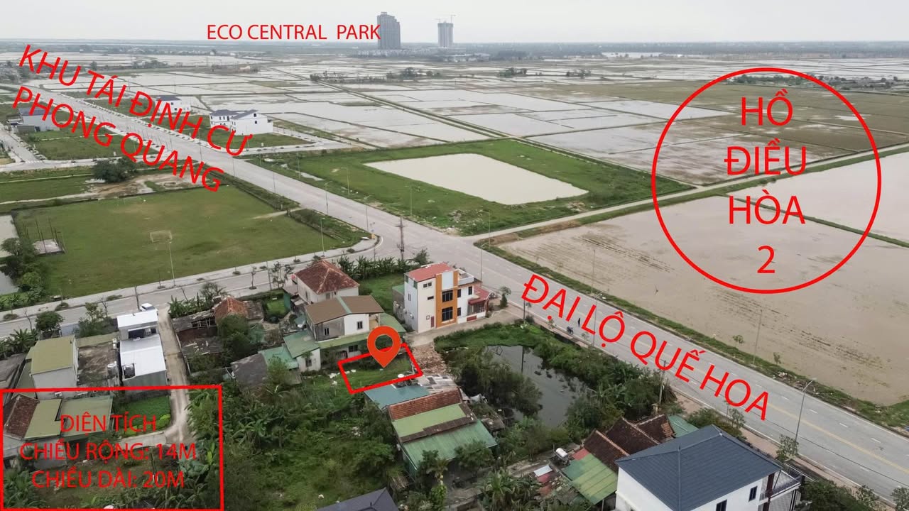 Đất nền Hưng Hòa Vinh 280m² giá thỏa thuận - Mặt tiền hồ điều hòa sắp khởi công!