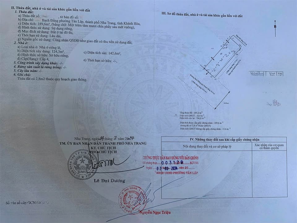 Bán nhà mặt tiền phố Bạch Đằng, Nha Trang 189m² giá 28 tỷ - Sổ hồng vuông vắn, kinh doanh đa dạng!