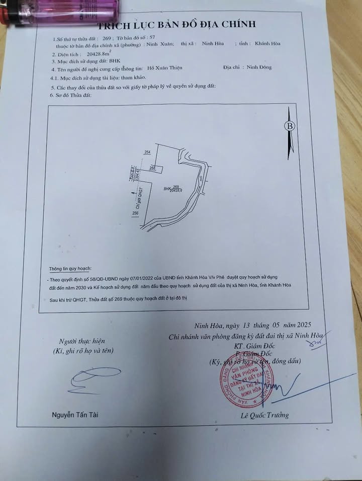 Đất nền Ninh Hòa 20.429m² giá 2,2 triệu/m² - Cơ hội đầu tư hấp dẫn!