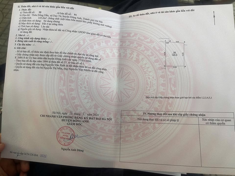 Đất nền Dục Tú, Đông Anh 145m² giá 7.54 tỷ - Tiềm năng đầu tư hấp dẫn!