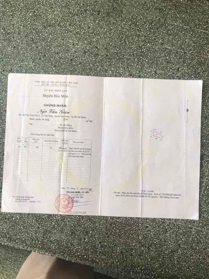 Đất nền Tân Hiệp Hóc Môn 358m² giá 1.9 tỷ - Cơ hội đầu tư hấp dẫn!