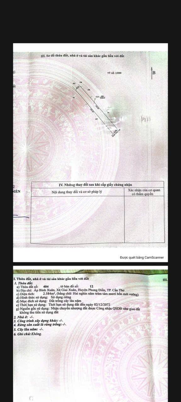 Đất ở xã Giai Xuân, Phong Điền, Cần Thơ 2.584m² giá 2.97 tỷ - Pháp lý sổ hồng chính chủ!