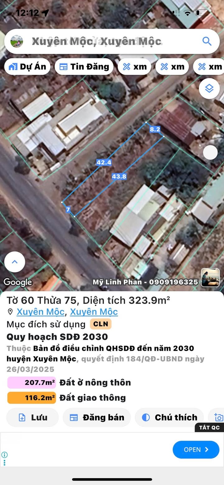 Đất hai mặt tiền Quốc lộ Xuyên Mộc 743m² giá 2.7 tỷ - Đầu tư sinh lời nhanh!