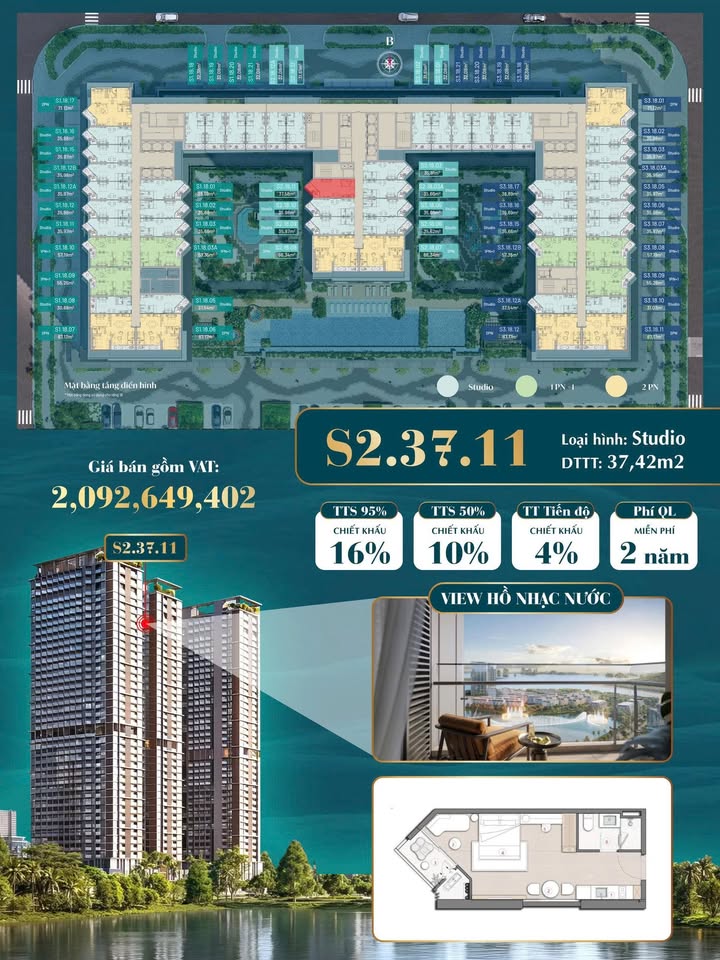 Căn hộ Studio SkyM Hạ Long 37,42m² giá 2,09 tỷ - Đầu tư sinh lời ngay!