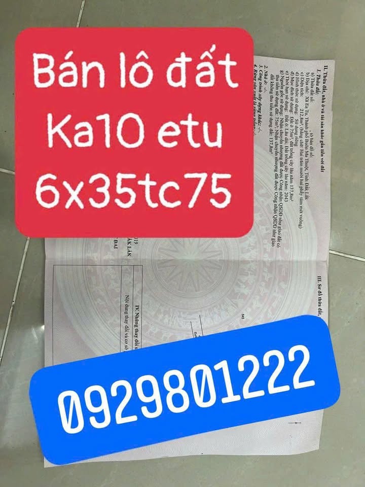 Lô đất mặt tiền đường KA10, phường Tân An, TP. Buôn Ma Thuột 210m² - Tiềm năng tăng giá cao!