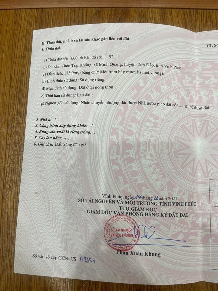 Đất nền lô góc Minh Quang Tam Đảo 173m² - Cơ hội đầu tư tuyệt vời!