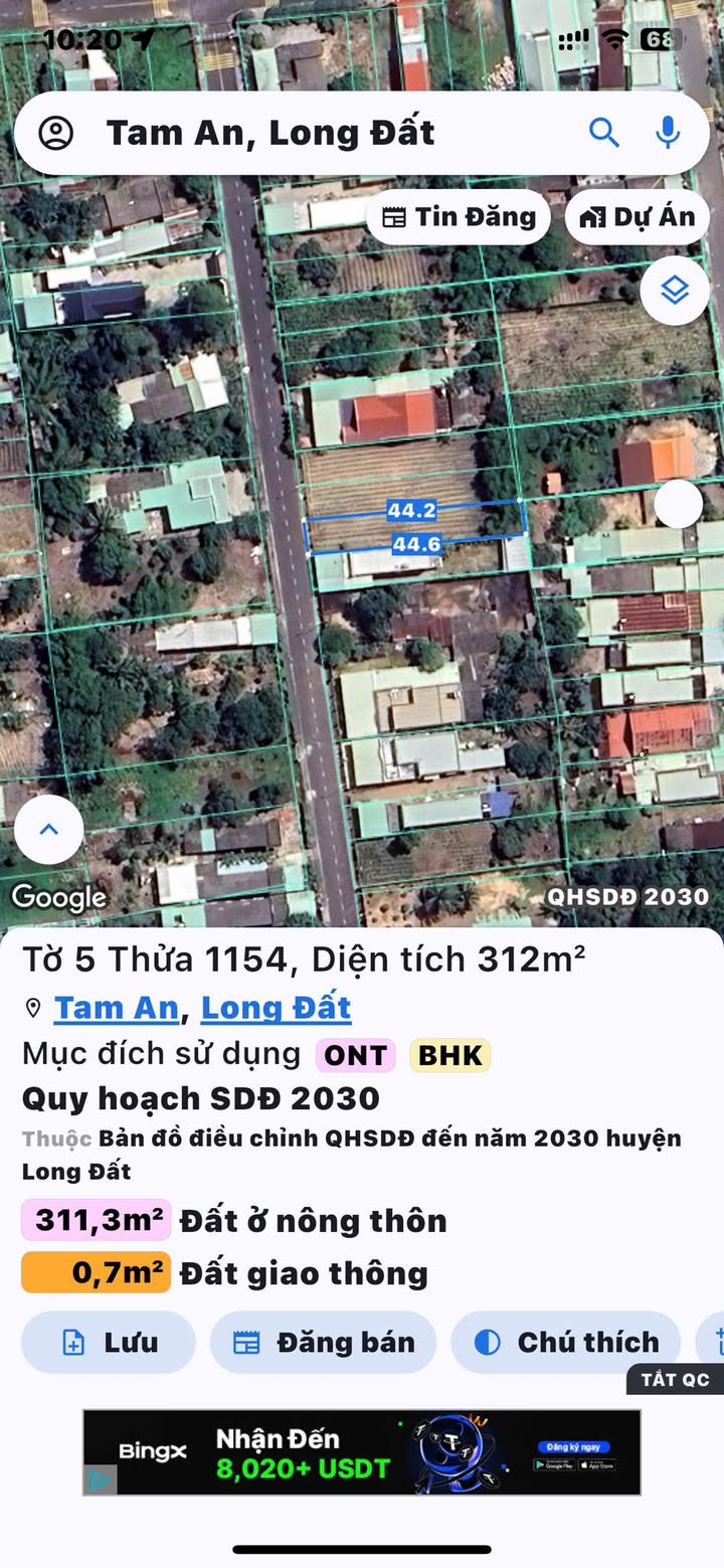 Đất nền Tam Phước, Long Điền 310m² giá 1.75 tỷ - Mặt tiền đường nhựa rộng 10m!