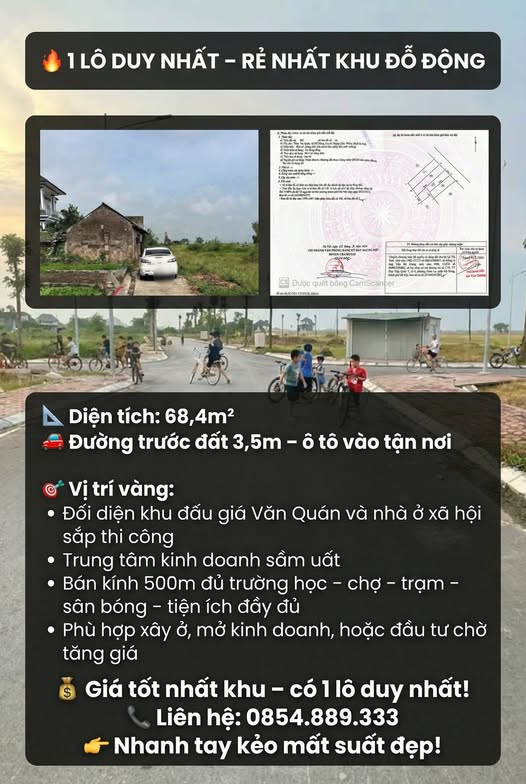 Đất nền Đỗ Động Thanh Oai 68,4m² giá rẻ - Cơ hội đầu tư không thể bỏ lỡ!