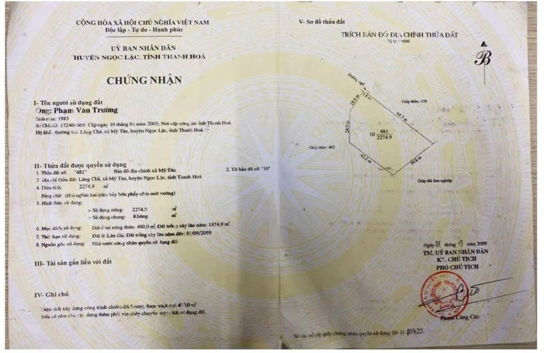 Đất nền Ngọc Lặc 2275m² giá 1 tỷ - Cơ hội đầu tư hiếm có!